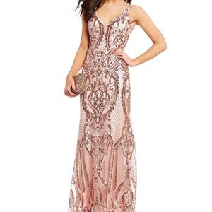 B. Darlin Floor Length Rose Gold Sequin Dress